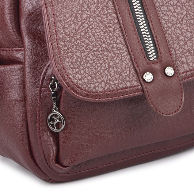 Nas Bag Kadın Sırt Çantası ve Omuz Çantası Dönüştürülebilir Tasarımlı Ürün Bordo Victoria