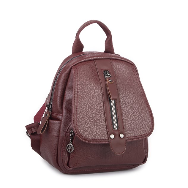 Nas Bag Kadın Sırt Çantası ve Omuz Çantası Dönüştürülebilir Tasarımlı Ürün Bordo Victoria
