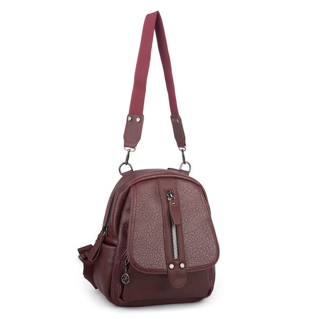 Nas Bag Kadın Sırt Çantası ve Omuz Çantası Dönüştürülebilir Tasarımlı Ürün Bordo Victoria