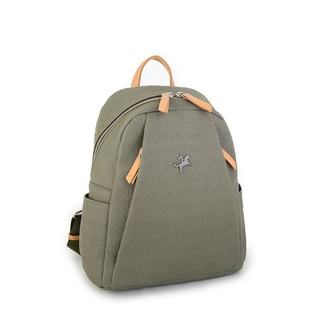 Nas Bag Kadın Sırt Çantası Yeşil Camel  Gofraj