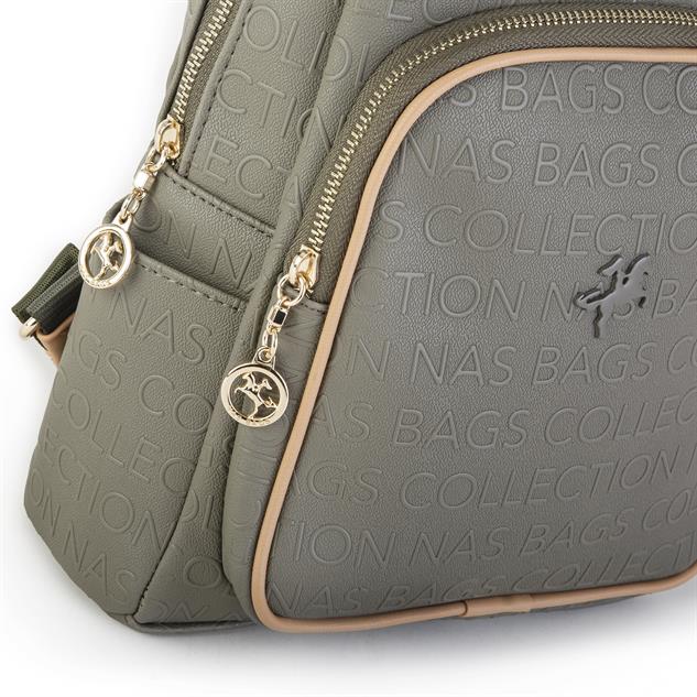 Nas Bag Kadın Sırt Çantası Yeşil Camel  Gofraj
