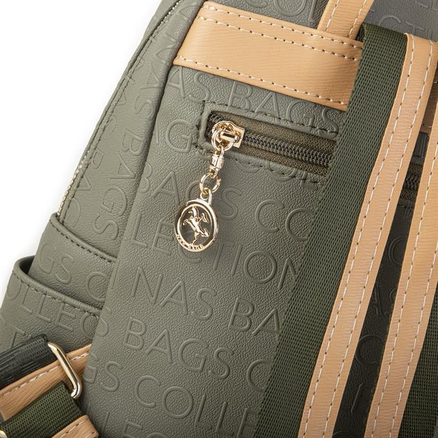 Nas Bag Kadın Sırt Çantası Yeşil Camel  Gofraj