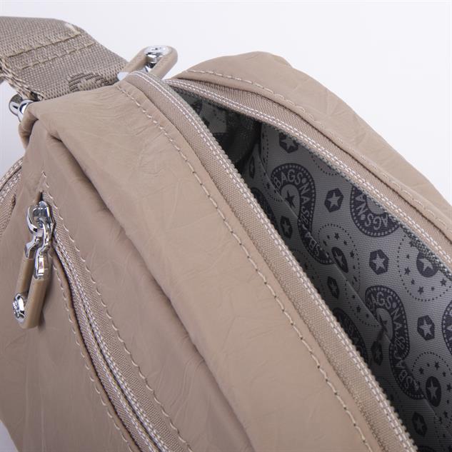Nas Bag Kadın Spor Çok Gözlü Su Geçirmez Hafif Mini Çanta Vizon ( 22x16 cm )