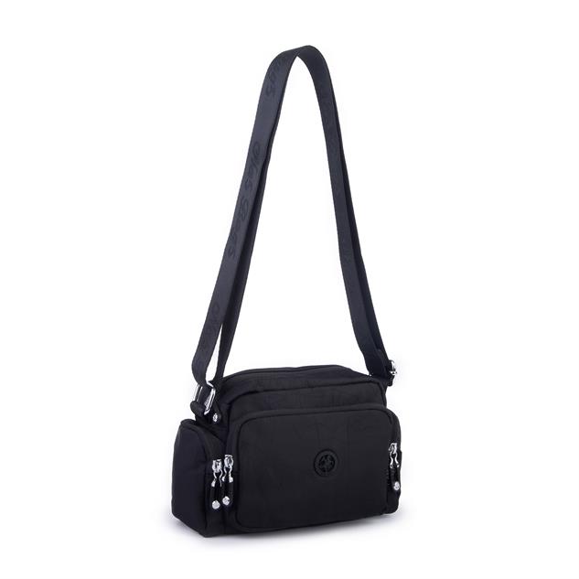 Nas Bag Kadın Spor Çok Gözlü Su Geçirmez Hafif Mini Çanta Siyah  ( 22x16 cm )