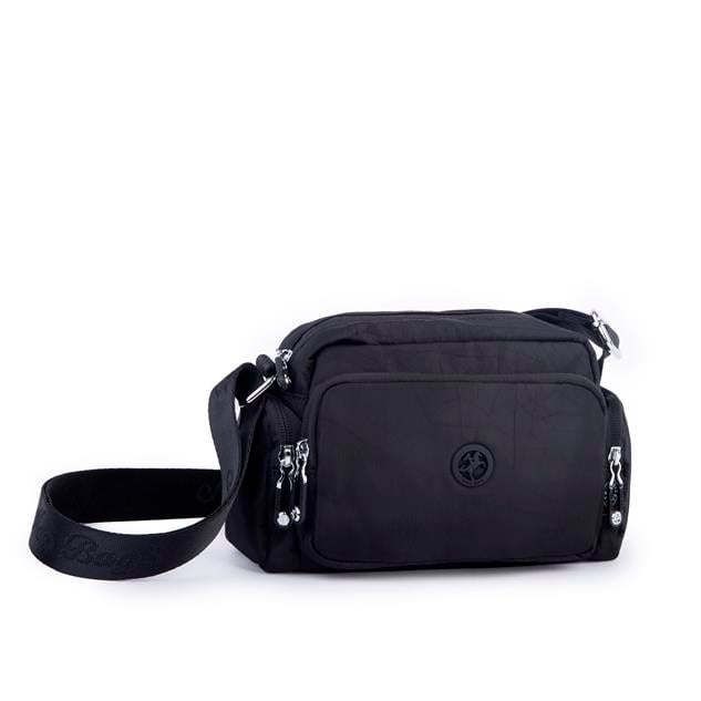 Nas Bag Kadın Spor Çok Gözlü Su Geçirmez Hafif Mini Çanta Siyah  ( 22x16 cm )