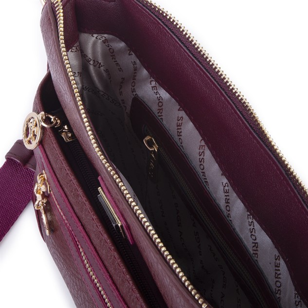 Nas Bag Kadın Spor Şık Günlük Postacı Çapraz Çanta (en 25 cm ;boy 22 cm ) Bordo Victoria