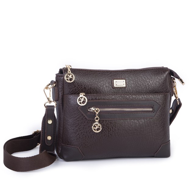 Nas Bag Kadın Spor Şık Günlük Postacı Çapraz Çanta (en 25 cm ;boy 22 cm ) Kahverengi Victoria