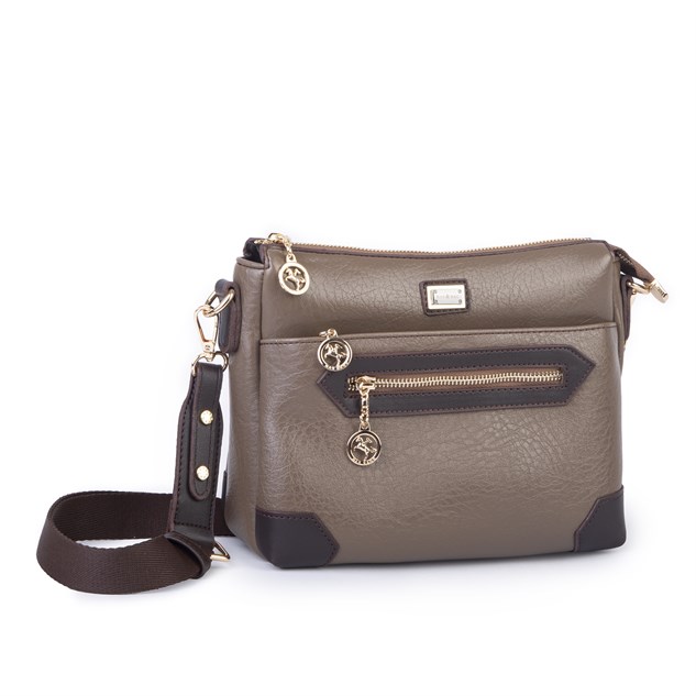 Nas Bag Kadın Spor Şık Günlük Postacı Çapraz Çanta (en 25 cm ;boy 22 cm ) Vizon Kahve Victoria
