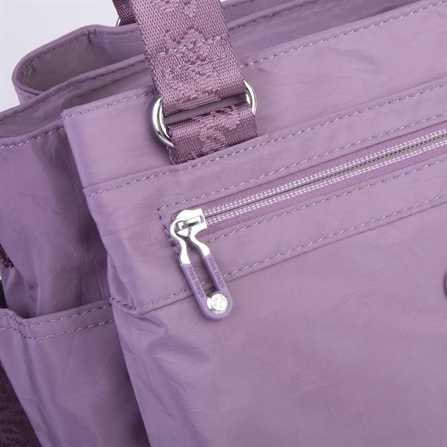 Nas Bag Kadın Su Geçirmez ve Ultra Hafif Üç Gözlü Geniş Hacimli Omuz ve Çapraz Çanta Mor 