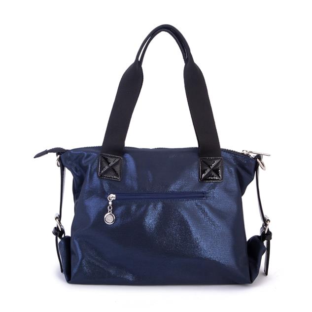 Nas Bag Kadın Taşlı Fermuarlı Şık Omuz Çantası ve Ayarlanabilir Askılı Lacivert  Simli(33x30x12 cm)
