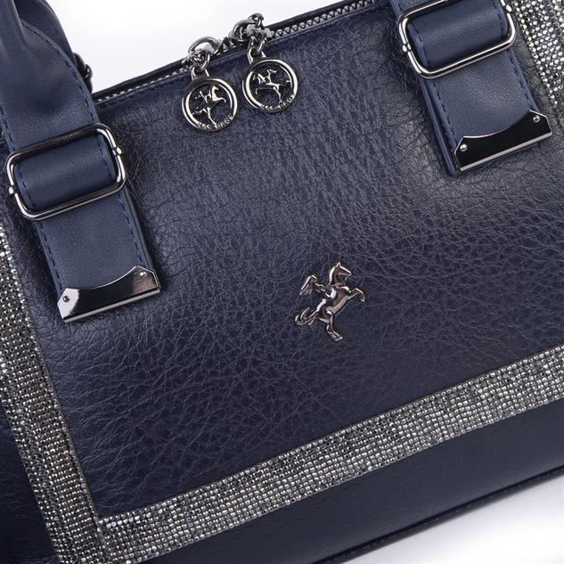 Nas Bag Kadın Taşlı Şık Omuz ve Çapraz Çanta Lacivert Victoria