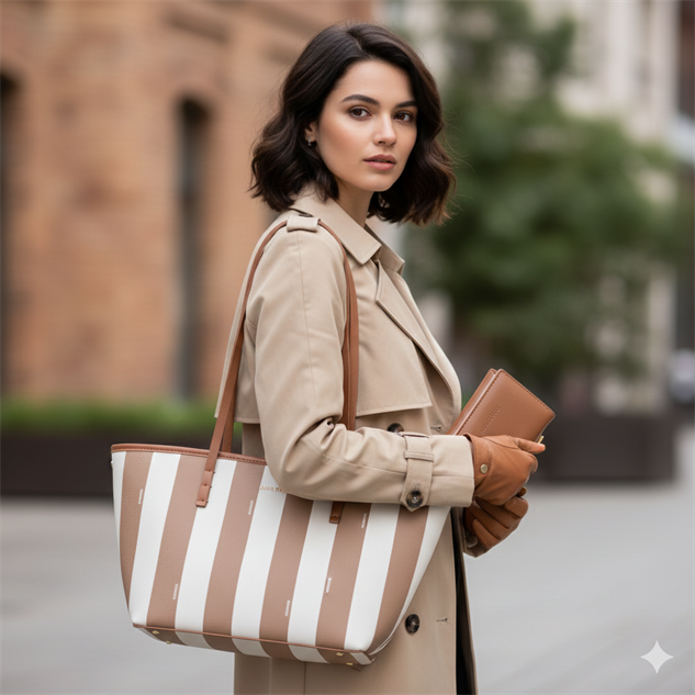 Nas Bag Kadın Uzun Askılı Hafif Premıum Seri Cüzdanlı 2li set Omuz Çanta Taba