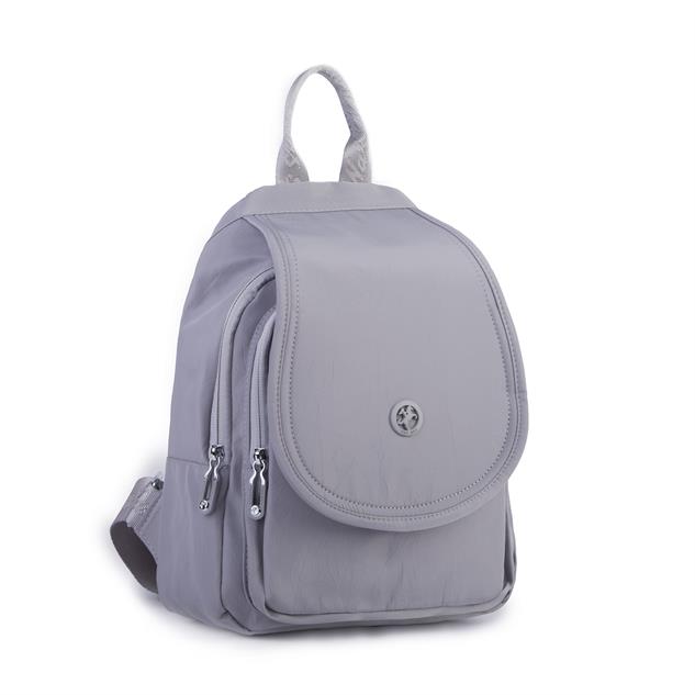 Nas Bag Kadın Water PROOF Ultra Hafif Çift Gözlü Orta Boy Sırt Çantası Gri 