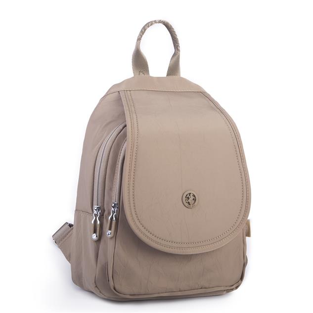 Nas Bag Kadın Water PROOF Ultra Hafif Çift Gözlü Orta Boy Sırt Çantası Vizon 