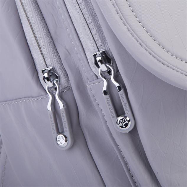 Nas Bag Kadın Water PROOF Ultra Hafif Çift Gözlü Orta Boy Sırt Çantası Gri 