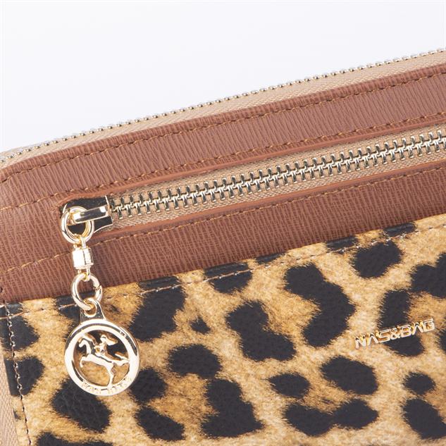 Nas Bag Kadın Yatay Cüzdan Çok  Kartlıklı Bozuk Para ve Kağıt Para Tasarımlı Taba  Leopar