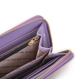 Nas Bag Kadın Yatay Cüzdan Geniş Kullanımlı çift Fermuaarlı Lila Gofraj