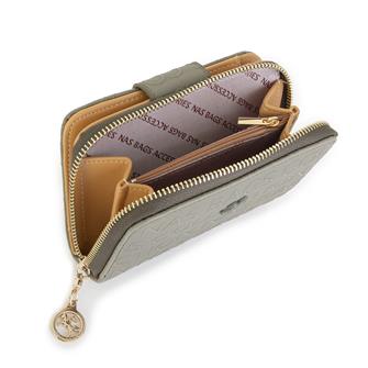 Nas Bag Kadın Yatay Cüzdan Yeşil Camel Gofraj
