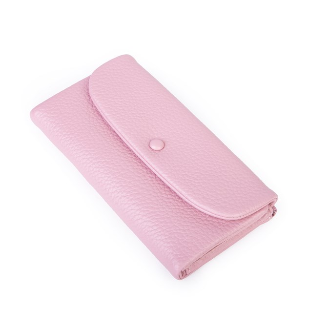Nas Bag Kadın Yumuşak Dokulu Çok Kartlıklı Mıknatıslı Kapaklı  Büyük Boy Cüzdan Pembe