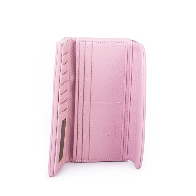 Nas Bag Kadın Yumuşak Dokulu Çok Kartlıklı Mıknatıslı Kapaklı  Büyük Boy Cüzdan Pembe