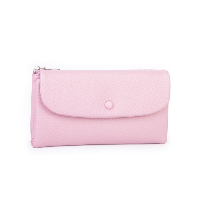 Nas Bag Kadın Yumuşak Dokulu Çok Kartlıklı Mıknatıslı Kapaklı  Büyük Boy Cüzdan Pembe
