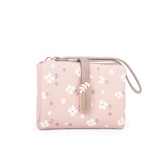 Nas Bag Kadın Yumuşak Dokulu Kartlıklı Bilek Askılı Küçük Boy Cüzdan Pembe