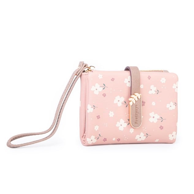 Nas Bag Kadın Yumuşak Dokulu Kartlıklı Bilek Askılı Küçük Boy Cüzdan Pembe