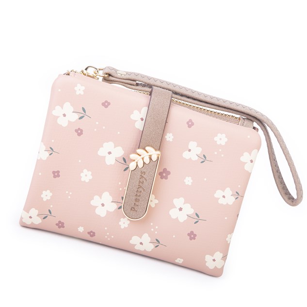 Nas Bag Kadın Yumuşak Dokulu Kartlıklı Bilek Askılı Küçük Boy Cüzdan Pembe