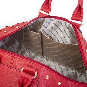 Nas Bag Büyük Kadın Zımbalı Geniş Valiz ve El Çantası Kırmızı Natural