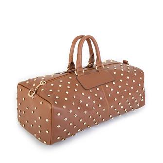 Nas Bag Kadın Büyük Boy Zımbalı Geniş Valiz ve  El Çantası Taba Natural