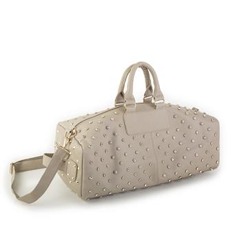 Nas Bag Kadın Büyük Boy Zımbalı Geniş Valiz ve El Çantası Kum Natural