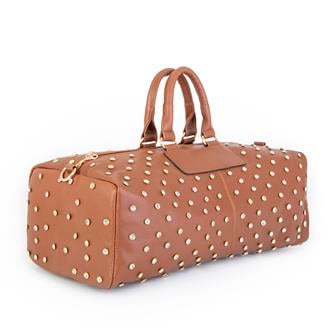 Nas Bag Kadın Büyük Boy Zımbalı Geniş Valiz ve  El Çantası Taba Natural