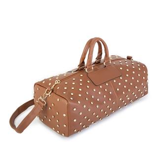 Nas Bag Kadın Büyük Boy Zımbalı Geniş Valiz ve  El Çantası Taba Natural
