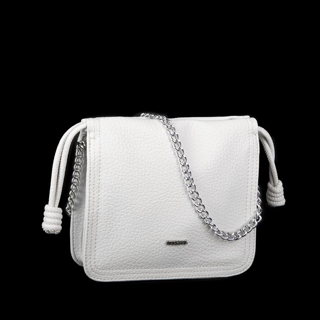 Nas Bag Kadın Zincirli Büzmeli Çıtçıtlı Omuz ve Çapraz Çanta Beyaz 
