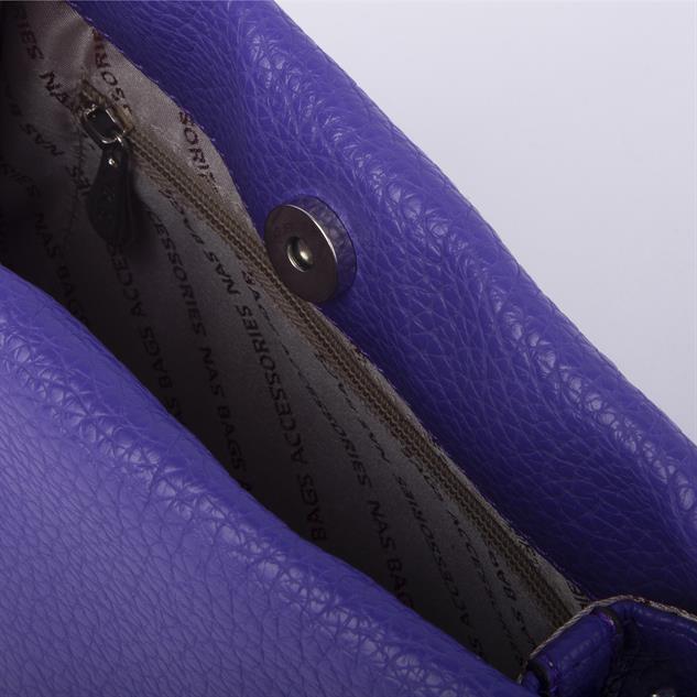Nas Bag Kadın Zincirli Büzmeli Çıtçıtlı Omuz ve Çapraz Çanta Mor