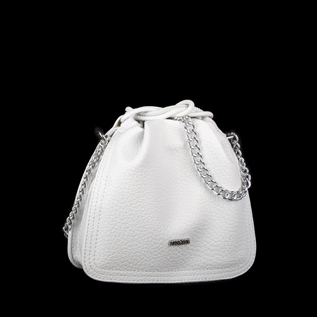 Nas Bag Kadın Zincirli Büzmeli Çıtçıtlı Omuz ve Çapraz Çanta Beyaz 