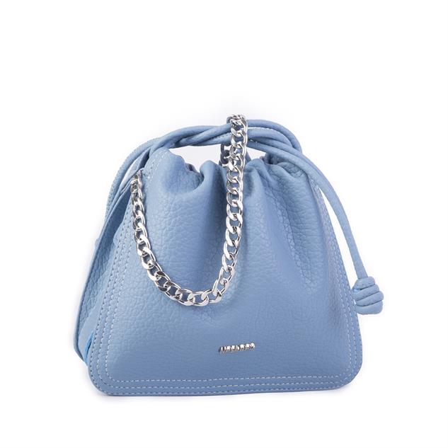Nas Bag Kadın Zincirli Büzmeli Çıtçıtlı Omuz ve Çapraz Çanta Mavi