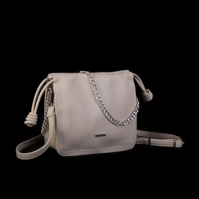 Nas Bag Kadın Zincirli Büzmeli Çıtçıtlı Omuz ve Çapraz Çanta Kum Dona 