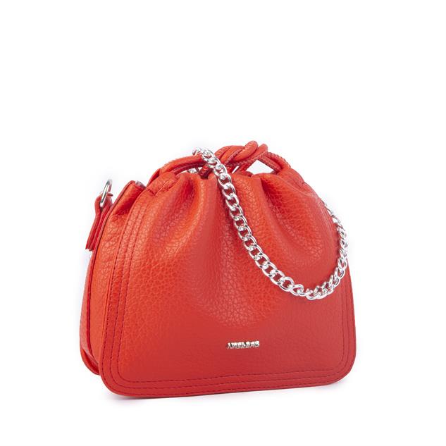 Nas Bag Kadın Zincirli Büzmeli Çıtçıtlı Omuz ve Çapraz Çanta Kırmızı 