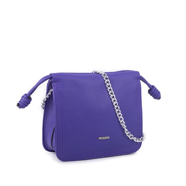 Nas Bag Kadın Zincirli Büzmeli Çıtçıtlı Omuz ve Çapraz Çanta Mor