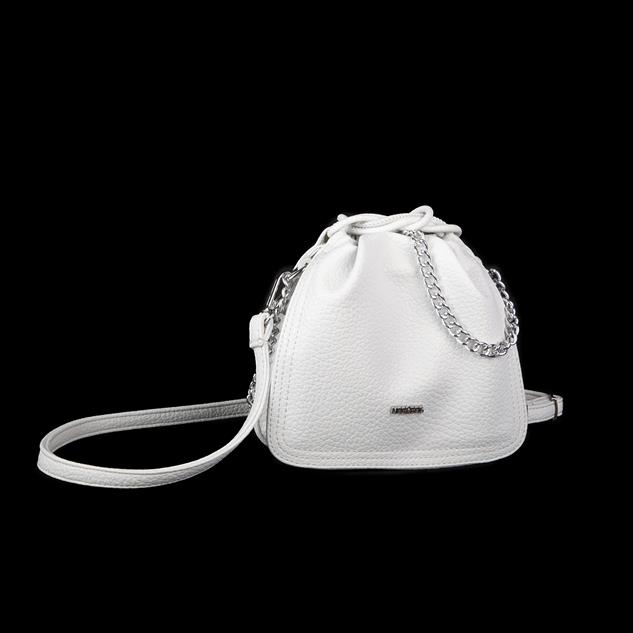 Nas Bag Kadın Zincirli Büzmeli Çıtçıtlı Omuz ve Çapraz Çanta Beyaz 