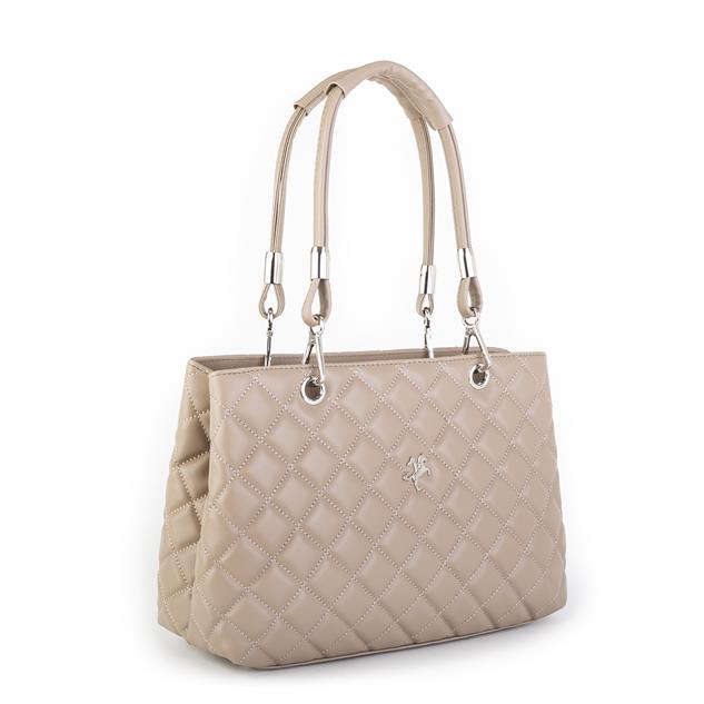Nas Bag Kapitone Kadın El ve Omuz  Çantası Kum   ( en :36 cm x boy :23 cm )