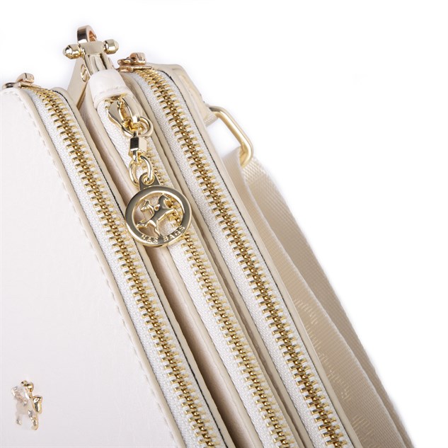 Nas Bag Mini Boy Kadın 3 Gözlü Çapraz Çanta (en 18 cm ;boy 11 cm ) Krem Victoria