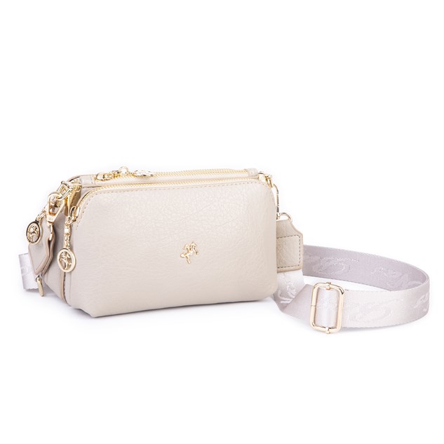 Nas Bag Mini Boy Kadın 3 Gözlü Çapraz Çanta (en 18 cm ;boy 11 cm ) Kum Victoria