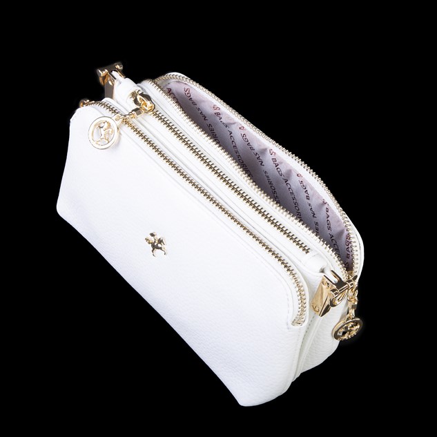 Nas Bag Mini Boy Kadın 3 Gözlü Çapraz Çanta (en 18 cm ;boy 11 cm ) Beyaz Lopez