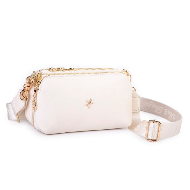 Nas Bag Mini Boy Kadın 3 Gözlü Çapraz Çanta (en 18 cm ;boy 11 cm ) Krem Victoria