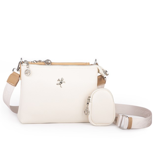 Nas Bag Mini Kadın 3 Gözlü Cüzdanlı Günlük  Çapraz Çanta Krem Camel Lopez