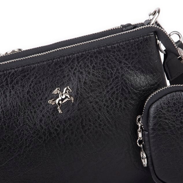 Nas Bag Mini Kadın 3 Gözlü Cüzdanlı Günlük  Çapraz Çanta Siyah Victoria