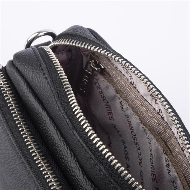 Nas Bag Mini Kadın Çapraz Mini Cüzdanlı At Amblemli Siyah Mercan(eni :20 cm ; boy 14 cm)