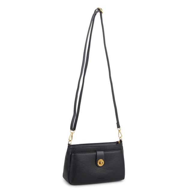 Nas Bag Mini Kadın Çapraz ve Omuz Çanta  (22x14 cm) Siyah